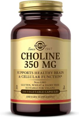 Solgar, Kosher CHOLINE 350mg, Supports Healthy Brain & Cellular Function - 100 Vegetarian Capsules Solgar, Kosher CHOLINE 350mg, Supports Healthy Brain & Cellular Function - 100 Vegetarian Capsules