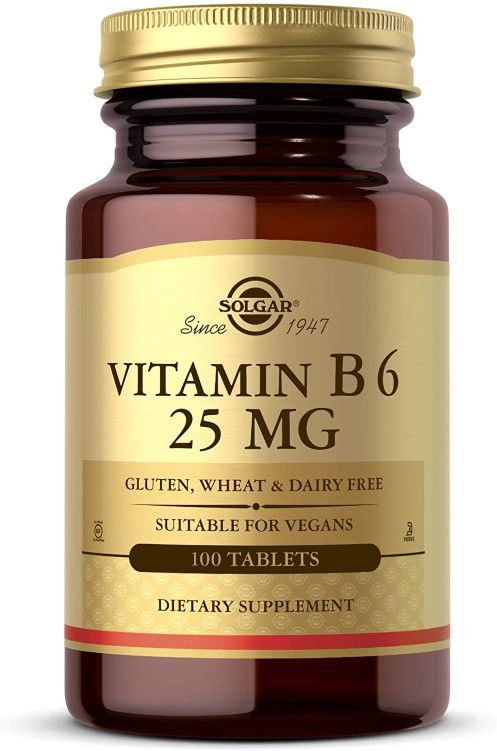 Solgar, Kosher VITAMIN B6 25mg, Supports Energy Metabolism + Heart Health &amp; Healthy Nervous System - 100 Vegetarian Tablets
