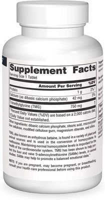 Source Natural, TMG Trimethylglycine (Anhydrous Betaine) 750mg, Supports Cardiovascular System - 60 Tablets