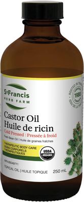 St. Francis Herb Farm, CASTOR OIL Organic, Relieves Itchy Skin, Topical Oil - 250 mL St. Francis Herb Farm, CASTOR OIL Organic, Relieves Itchy Skin, Topical Oil - 250 mL