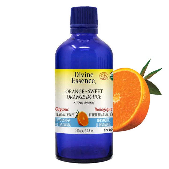 Divine Essence, ORANGE - SWEET Organic, Relieves Nervousness &amp; Insomnia, Essential Oil - 100 mL