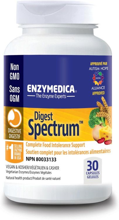 Enzymedica, Kosher DIGEST SPECTRUM, For Multiple Food Intolerances - 30 Vegetarian Capsules