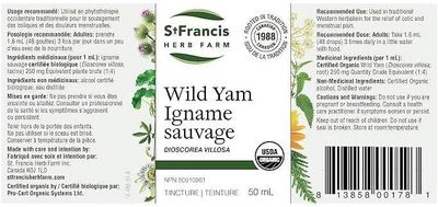 St. Francis Herb Farm, WILD YAM, Relieves Colic &amp; Menstrual Pain, Liquid Tincture - 50 mL