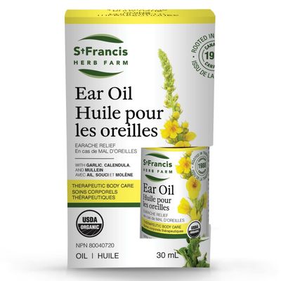 St. Francis Herb Farm, EAR OIL, Natural Earache Relief, Liquid Drops - 30 mL
