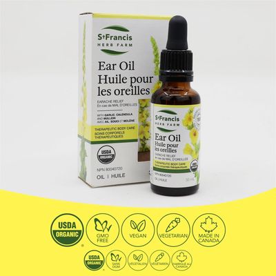 St. Francis Herb Farm, EAR OIL, Natural Earache Relief, Liquid Drops - 30 mL
