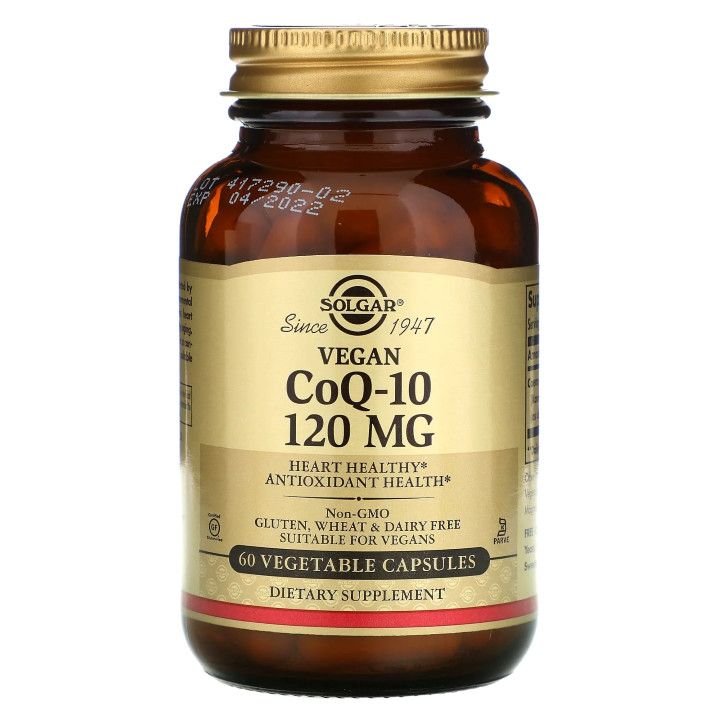 Solgar, Kosher COENZYME COQ-10 120mg, Vegan, Heart &amp; Antioxidant Health - 60 Vegetarian Capsules
