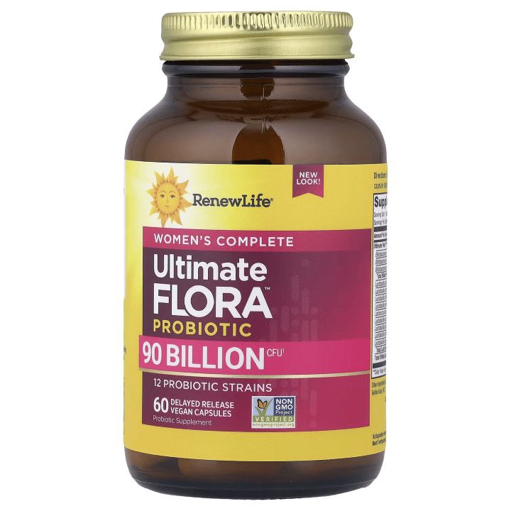 Renew Life, Women&#39;s Complete ULTIMATE FLORA PROBIOTIC 90 billion CFU - 60 Delayed Release Vegan Capsules