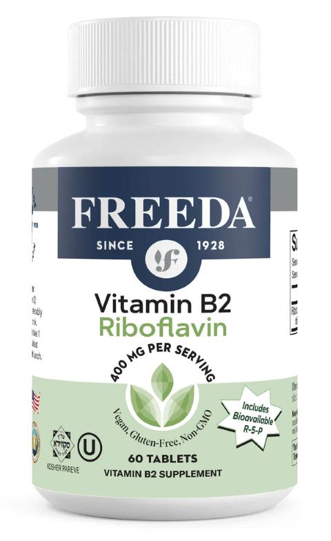 Freeda, Kosher VITAMIN B2 (Riboflavin) 400mg, Energy Metabolism Support - 60 Tablets
