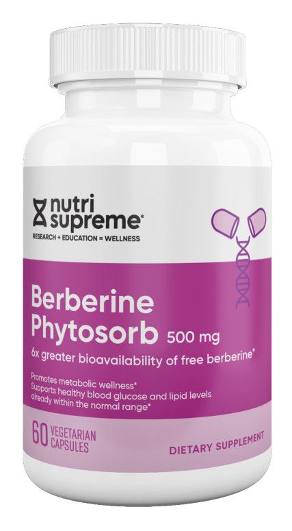 Nutri-Supreme, Kosher BERBERINE PHYTOSORB 500mg, Promotes Metabolic Wellness - 60 Vegetarian Capsules #208
