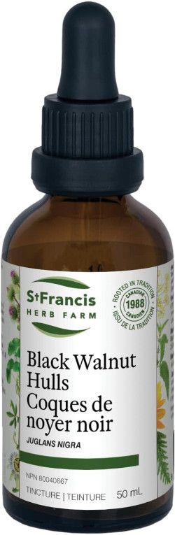 St. Francis Herb Farm, BLACK WALNUT HULLS, Treats Parasitic Infections, Liquid Tincture - 50 mL