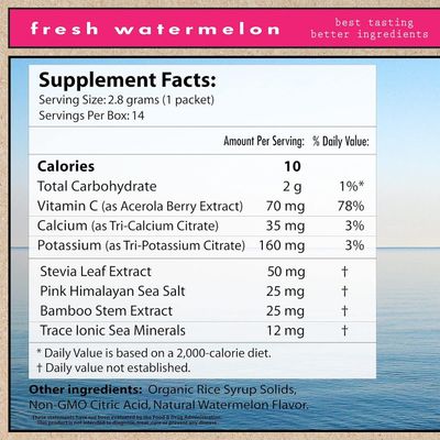 Superieur Electrolytes, DRINK SUPERIEUR, FRESH WATERMELON, Hydration Powder - Box 14 Packets