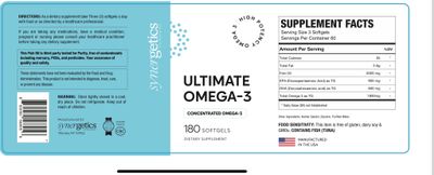 Synergetics, Kosher ULTIMATE OMEGA-3 Fish Oil High EPA/DHA - 180 Softgels