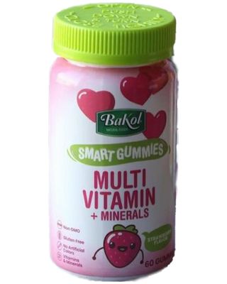 Bakol, Kosher Smart Gummies MULTI VITAMIN &amp; MINERALS for Kids, Strawberry Flavor - 60 Chewable Gummies