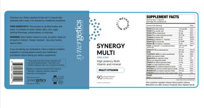 Synergetics, Kosher One a Day SYNERGY MULTI Vitamin - 90 Vegetarian Capsules