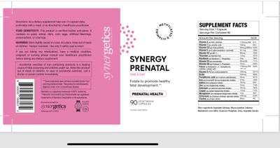 Synergetics, Kosher SYNERGY PRENATAL, One A Day For Prenatal Health - 90 Vegetarian Capsules