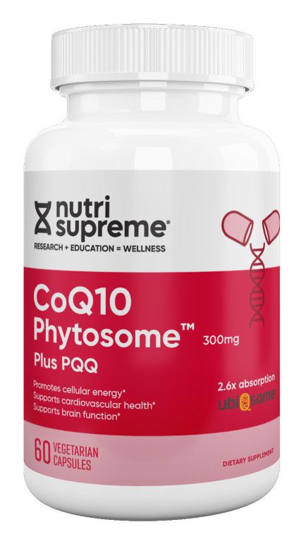 Nutri Supreme, Kosher COENZYME COQ10 PHYTOSOME 300mg, Plus PQQ, Promotes Cellular Energy - 60 Vegetarian Capsules #195