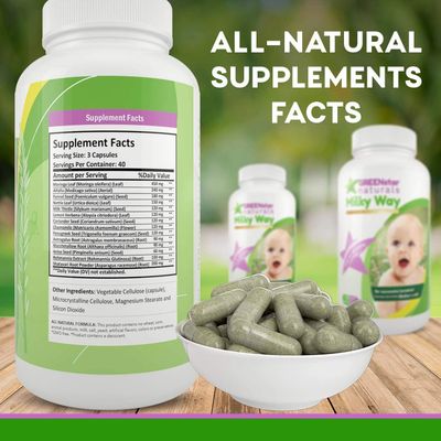 GREENstar Naturals, Kosher MILKY WAY For Successful Lactation, Increases &amp; Enriches Mother's Milk - 90 Vegetarian Capsules