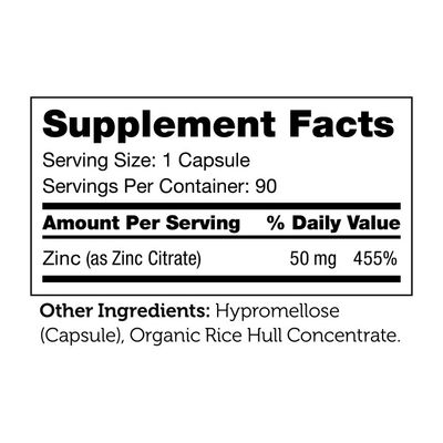 Zahlers, Kosher Zinc Capsules, 50mg - 90 Vegetarian Capsules