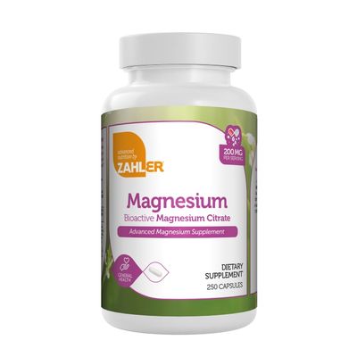 Zahlers, Kosher Magnesium Citrate 200mg - 250  Vegetarian Capsules
