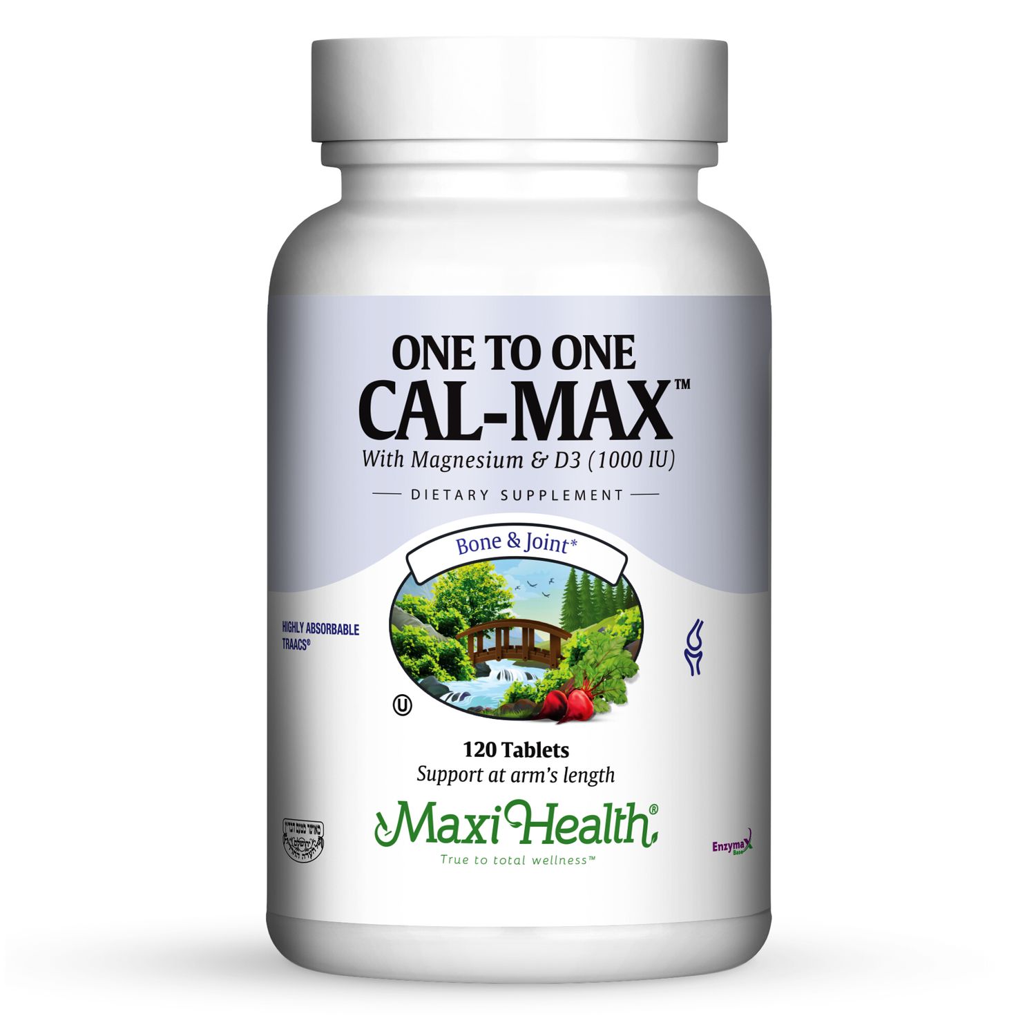 Maxi Health, Kosher One To One Cal-Max (Calcium, Magnesium &amp; Vitamin D3), Size: 120 Tablets