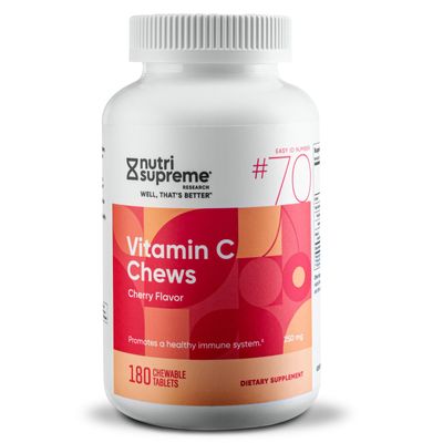 Nutri Supreme, Kosher VITAMIN C CHEWS 250mg, Promotes A Healthy Immune System, Cherry Flavor