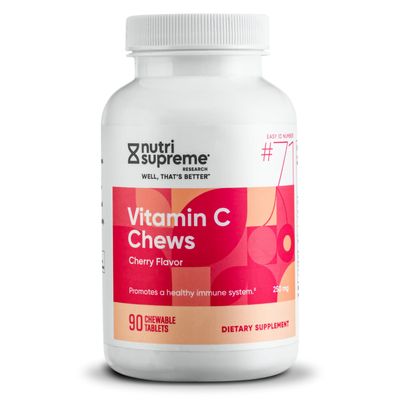 Nutri Supreme, Kosher VITAMIN C CHEWS 250mg, Promotes A Healthy Immune System, Cherry Flavor