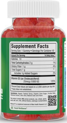 Maxi Health, Kosher MaxiYum, Vitamin D3-Licious Gummies 1000 IU, Cherry Flavor - 60 Gummies
