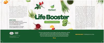 Herbari, Kosher LIFE BOOSTER, Multi Vitamin &amp; Multi Mineral, Green Powder - 14 oz. (Aprox 396 grams)