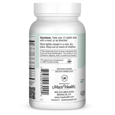 Maxi Health, Kosher MaxiVite Complete, Multi Vitamin (with Iron) - 90 Tablets
