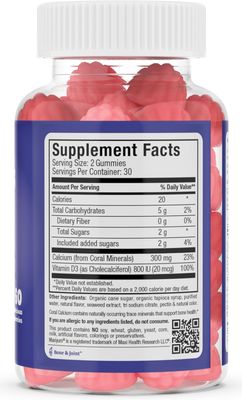 Maxi Health, Kosher MaxiYum, Calcium D3 Gummies (Calcium 300mg - Vitamin D3 800IU), Cherry Flavor - 60 Gummies