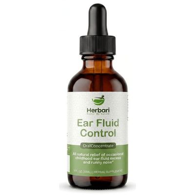 Herbari, Kosher EAR FLUID CONTROL, Oral Concentrate for Relief of Occasional Childhood Ear Fluid Excess And Runny Nose, Liquid Tincture - 1 Fl. oz. (30 mL)
