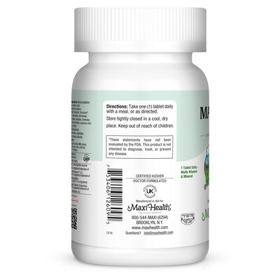 Maxi Health, Kosher MaxiVite (No Iron) Multi Vitamin - 90 Tablets