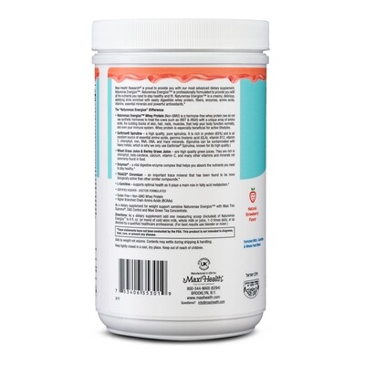Maxi Health, Kosher NatureMAX ENERGIZE, Whey Protein Powder, Dairy Cholov Yisroel, Strawberry Flavor - 1.17 Lb.