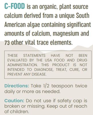 Tahua, Kosher CAL-FOOD Powder, Plant-sourced Calcium &amp; Magnesium (C-FOOD) - 3 oz. "Powder"