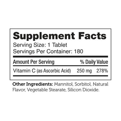 Zahlers, Kosher Junior C, Natural Orange Flavor 250mg - 180 Chewable Tablets