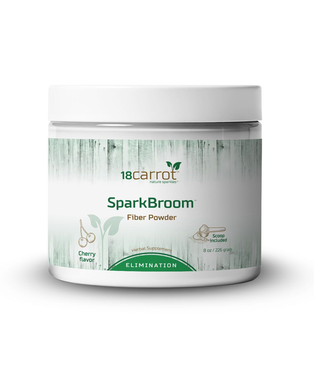 18carrot, Kosher SparkBroom, Fiber Powder, Deliciously Cherry Flavored - 226 Grams (8 oz.) Powder