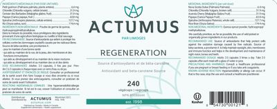 Actumus, Kosher REGENERATION, Antioxidant &amp; Beta-Carotene Source to Help with Immune Function - 240 Vegetarian Capsules