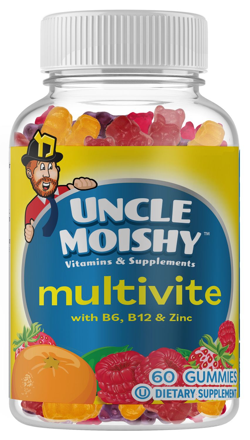 Uncle Moishy, Kosher MULTIVITE Multivitamin Gummies, with B6, B12 &amp; Zinc - 60 Jellies