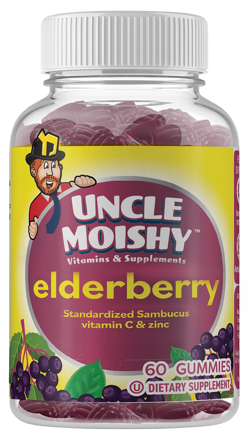 Uncle Moishy, Kosher Immune Shield ELDERBERRY with Standardized Sambucus Gummies, Berry Flavor - 60 Jellies