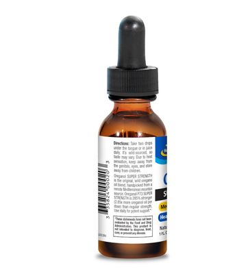 North American Herb &amp; Spice, Kosher SUPER STRENGTH OREGANOL, Mediterranean Source P73 Oil of Wild Oregano, Liquid - 1 fl. oz (30 mL)