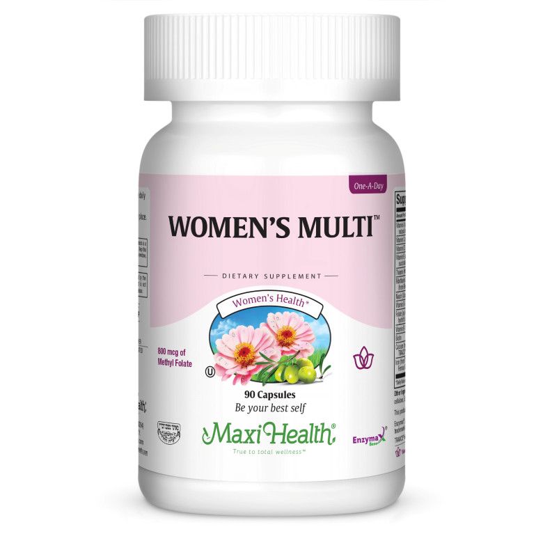 Maxi Health, Kosher Women's Multi, One a day Multi-Vitamin &amp; Mineral, With 18mg Iron &amp; 800mcg Methyl Folate - 90 Vegetarian Capsules