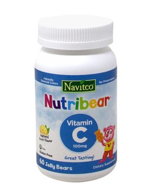 Navitco, Kosher NUTRIBEAR Vitamin C 125mg, Gummies, Fruit Flavor - 60 Jelly Bears