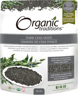 Organic Traditions, DARK CHIA SEEDS, A Source of Calcium and Iron - 454 g (16 oz)