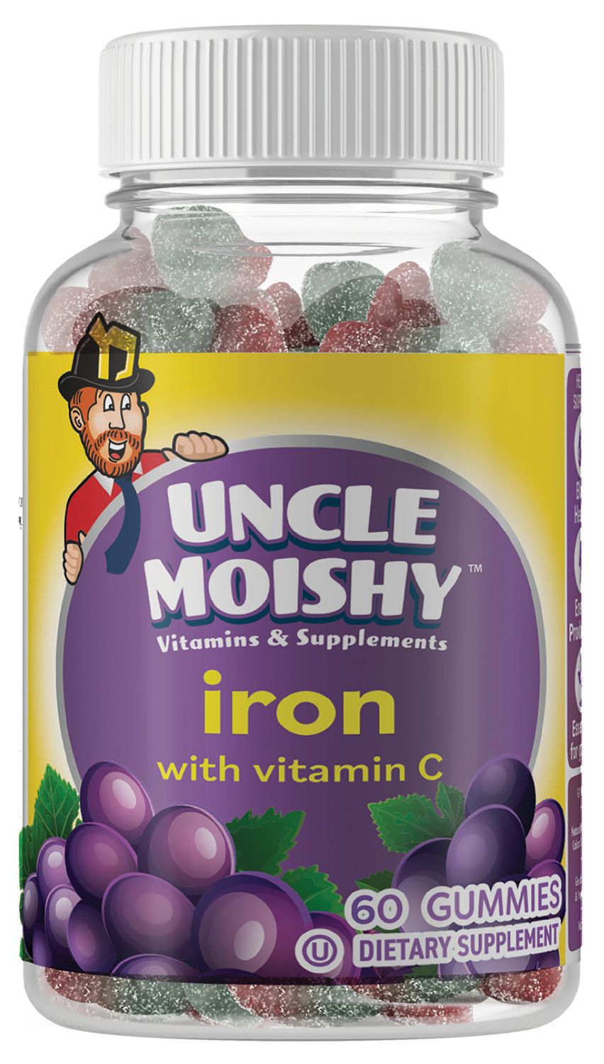Uncle Moishy, Kosher IRON with Vitamin C Gummies, Berry Flavor - 60 Jellies