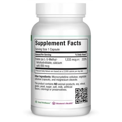 Maxi Health, Kosher MAXI METHYL FOLATE, MTHF 800mcg - 90 Vegetarian Capsules