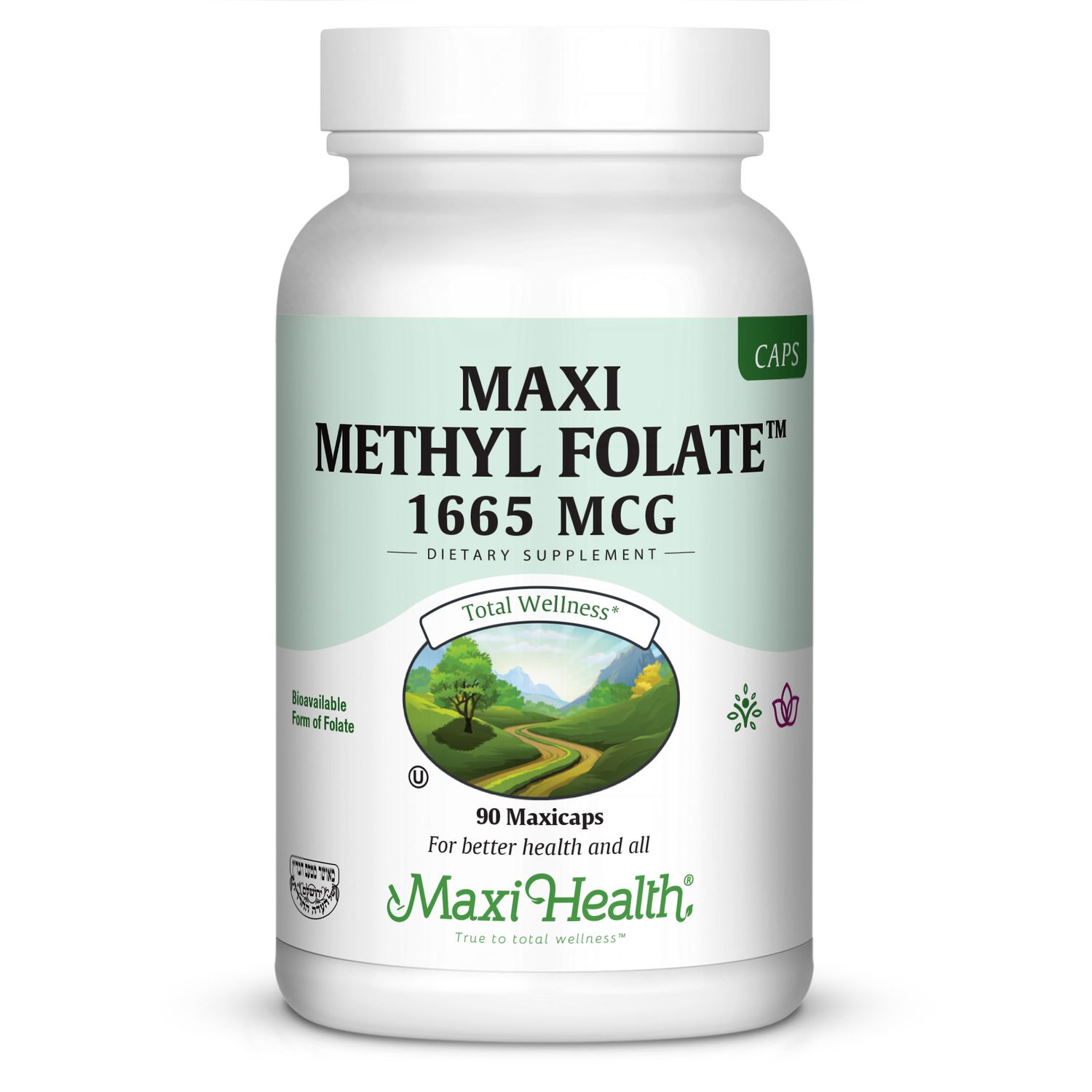 Maxi Health, Kosher MAXI METHYL FOLATE, 1665mcg - 90 Vegetarian Capsules