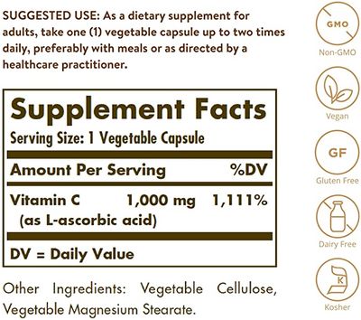 Solgar, Kosher  Vitamin C 1000 Mg  - 250  Vegetarian Capsules