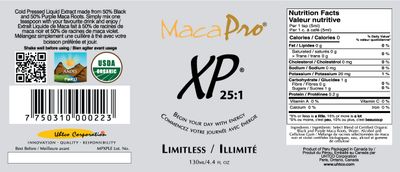 UHTCO, MacaPro, Liquid Maca Root Extract XP Limitless (50% Purple &amp; 50% Black Maca - 25:1) - 130 mL (4.4 fl. oz.)