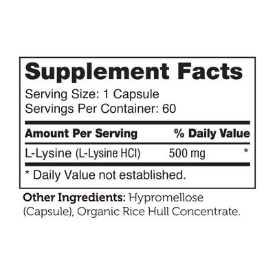 Zahlers, Kosher L-Lysine 500mg - 60 Vegetarian Capsules