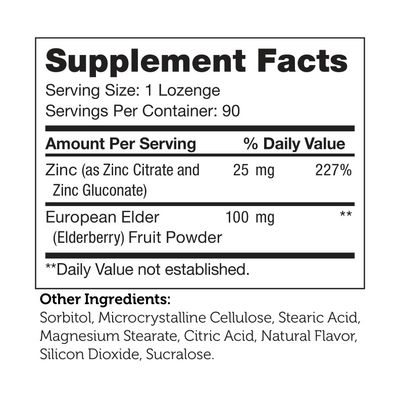 Zahlers, Kosher Zinc Lozenges +Elderberry - 90 Chewables